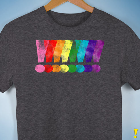 Distressed Gilbert Baker LGBTQ Pride Exclamation Points Premium - Dark Grey Heather